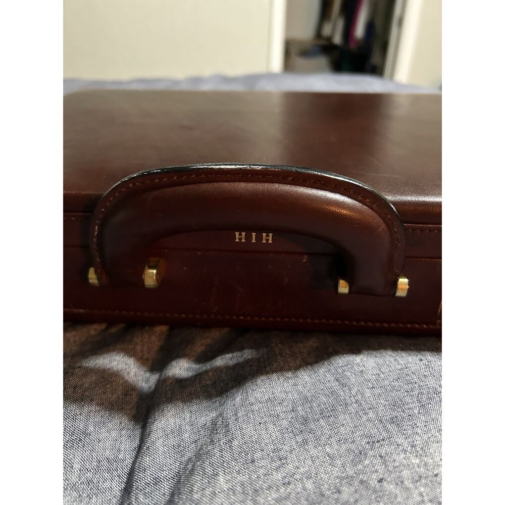 Vintage Bally Leather Briefcase Locking Hard Case Brown Monogram HIH - Picture 10 of 16